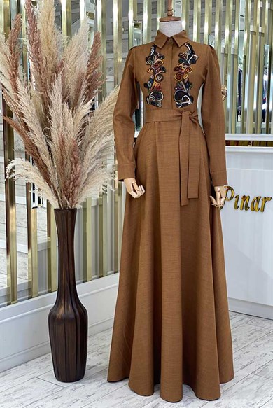 Pınar Şems Afra Elbise Taba